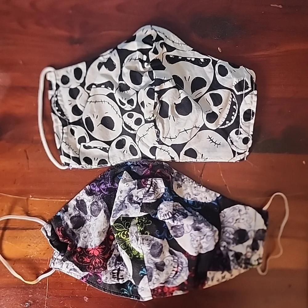 Set of 2 skull cloth face masks